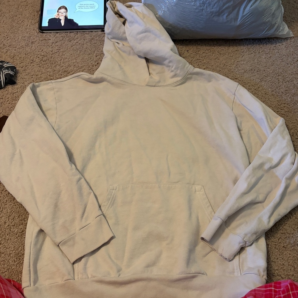 Talentless White Hoodie Size Large Stains Are Pictured Thick Streetwear Jacket